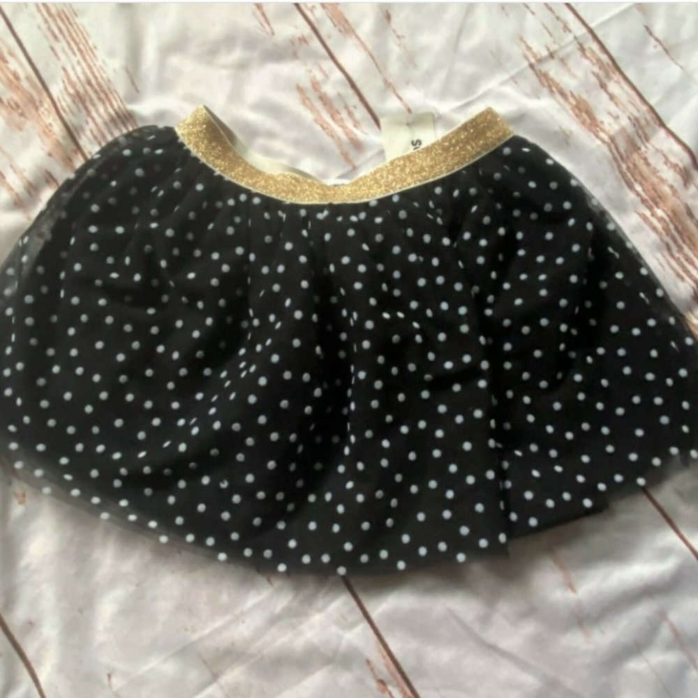 Epic Threads girls polka dot, pull on skirt-black/white-size 5-NWT